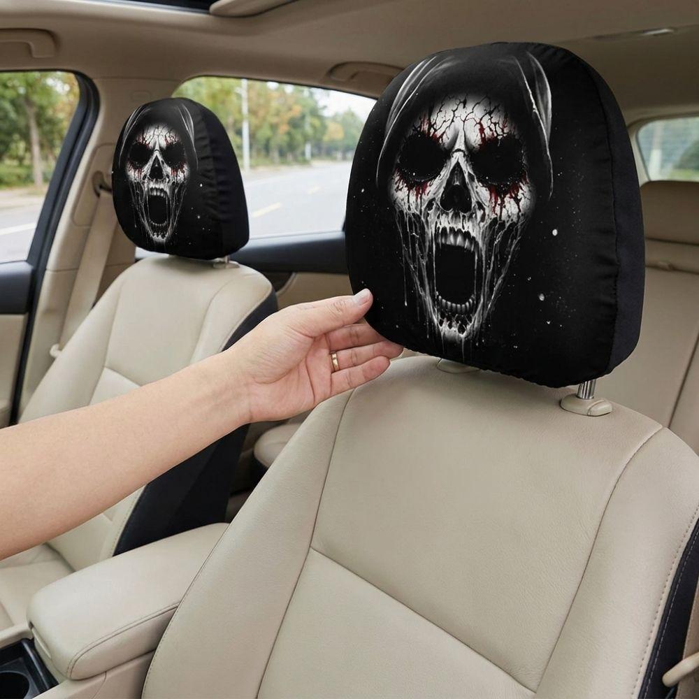 2Pcs Elastic Halloween Car Headrest Covers Soft Comfortable Auto Headrest Wrap  Car Accessories