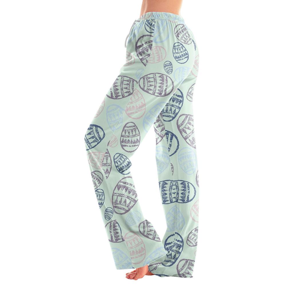 Женские пижамные штаны, одежда для сна, повседневные брюки с эластичной резинкой на талии, удобные прямые свободные брюки для йоги