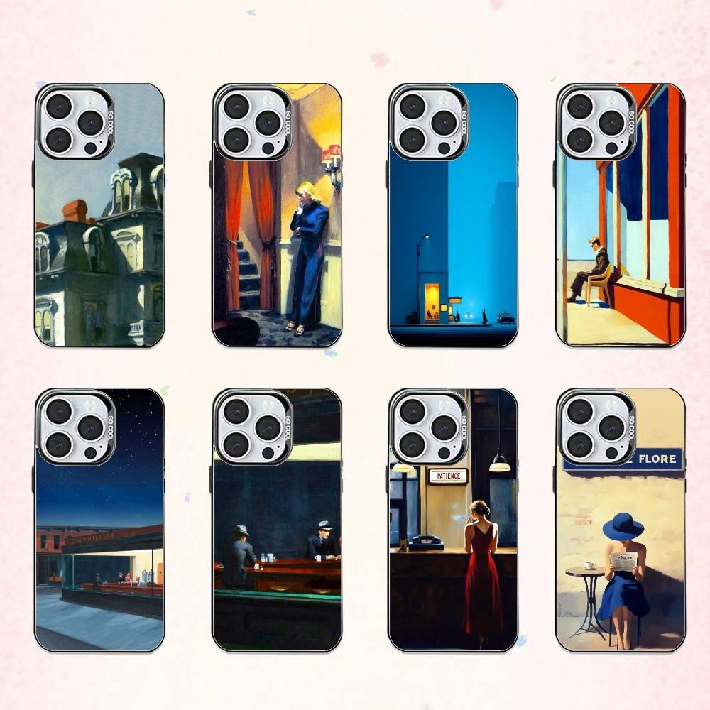 Крутой чехол для телефона с рисунком E-edward H-hopper для iPhone 17, 16, 15, 14, 13, 12, 11 Plus, Pro Max, цветной, с серебряным покрытием внутри