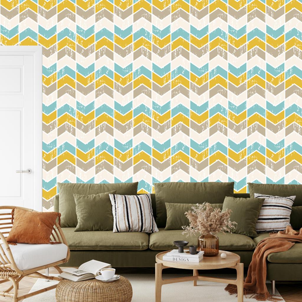 Colorful retro geometric pattern wallpaper for living room and bedroom 50x1000
