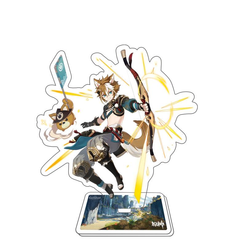 Игра Genshin Impact Стенд для фигурки Модель Игрушка 15 см Кэцин Шэнь Хэ Аратаки Итто Акриловая пластина с фигуркой Настольное украшение Подарок