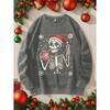 SHEIN Essnce Christmas Skeleton & Snowflake Print Plus Size Hoodie Sweatshirt