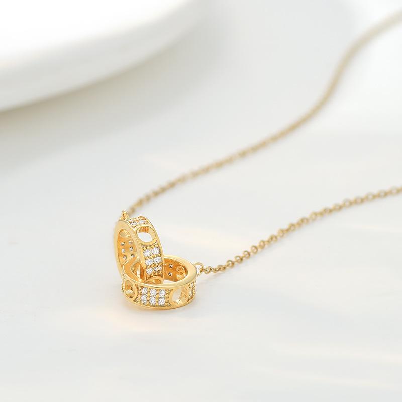 Ожерелья Модный дизайн Sense Двойное кольцо Ожерелье для девочек Подарок для женщин Подвески Модные винтажные кулоны Ювелирные изделия