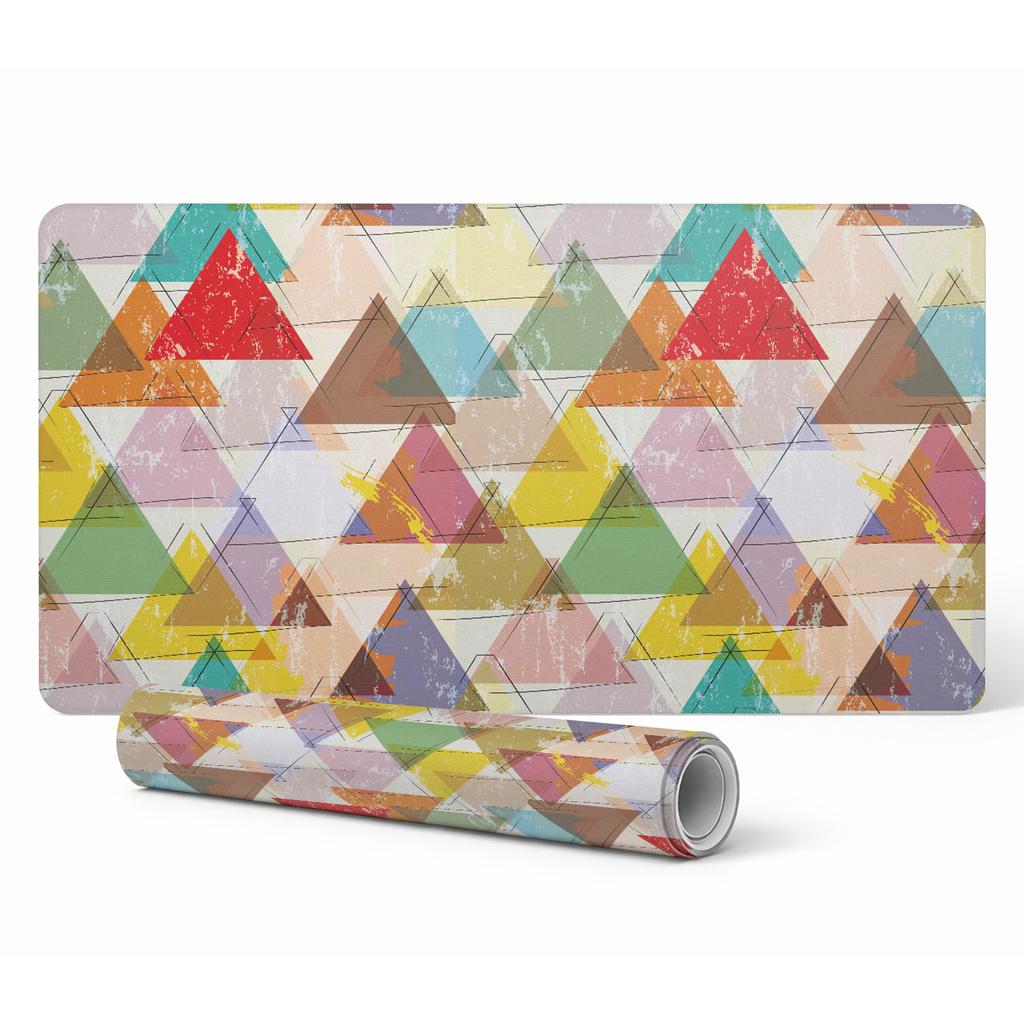 Anti-Slip Protective Desk Mat Colorful Retro Triangles 120x60 cm