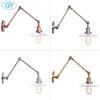 Brass Wall Sconce Light Hardwired Wall Lamp 2 Swing Arm E27 Base Brushed Bronze Industrial Glass Shade Wall Lighting Fixture