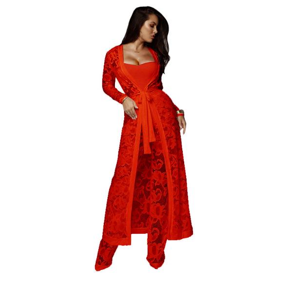 Womens Fashion Elegant Lace Rompers Jumpsuit Sexy Ladies Casual Wide Leg Jumpsuit Three Piece Suit