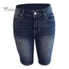 Женские джинсовые шорты длиной до колена, ретро-стиранные, облегающие, эластичные, с эффектом потертости, градиентные цвета, карманы, на пуговицах на талии, на молнии, женские джинсы на каждый день