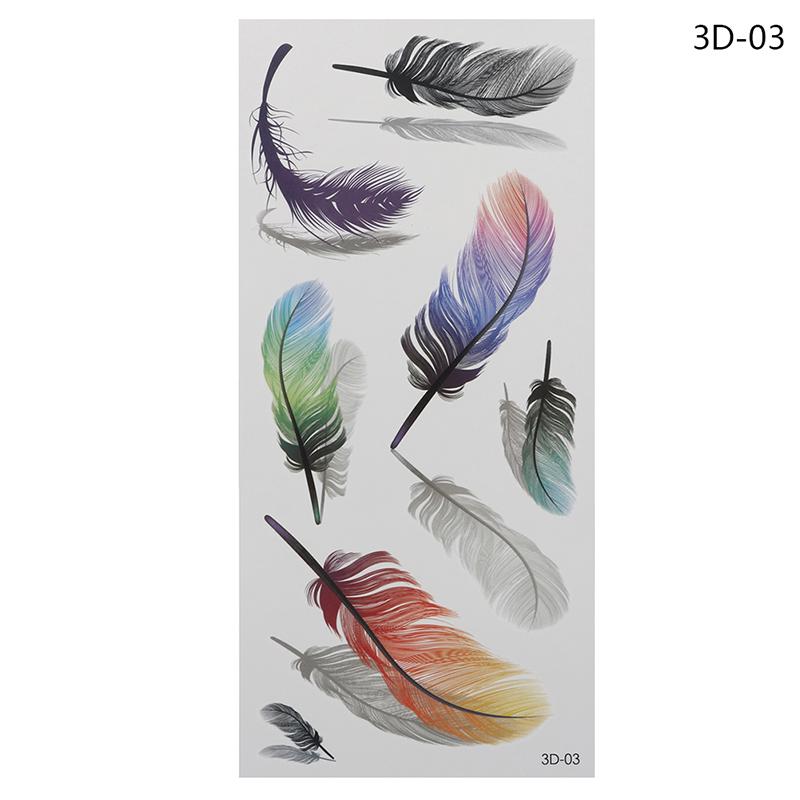 1Pc Temporary Tattoos Sticker Women Body Art Tattoo Sticker 3D Butterfly Rose Flower Feather Tattoo Waterproof Halloween Gift