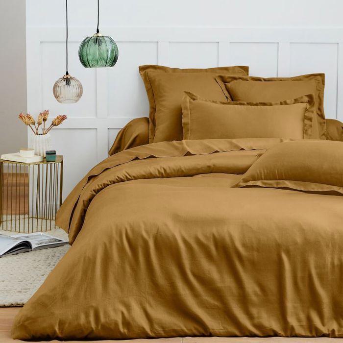 Parure de draps 6 pièces "Premium" pour lit 140 x 190 cm Coton Pur - Prémium Caramel -