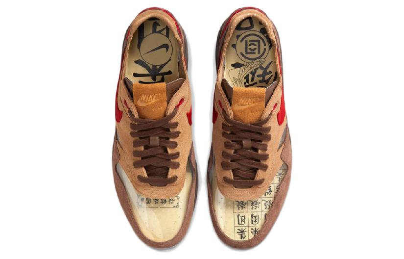 Мужские кроссовки CLOT X Nike Air Max 1 Коричнево-красные