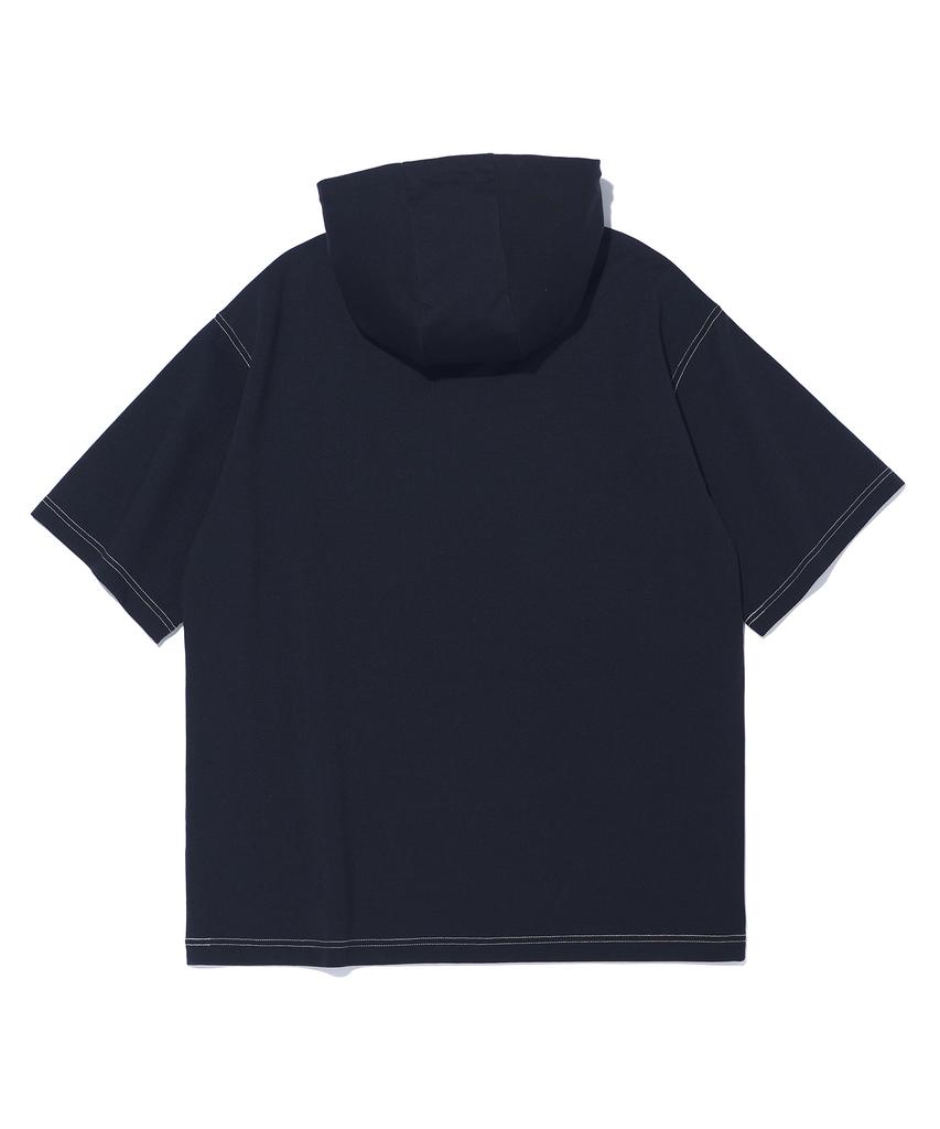 BUNKERBUSTER Contrast Stitch Lettering Hoodie Short Sleeve T-Shirt Mq7Tu424_Black