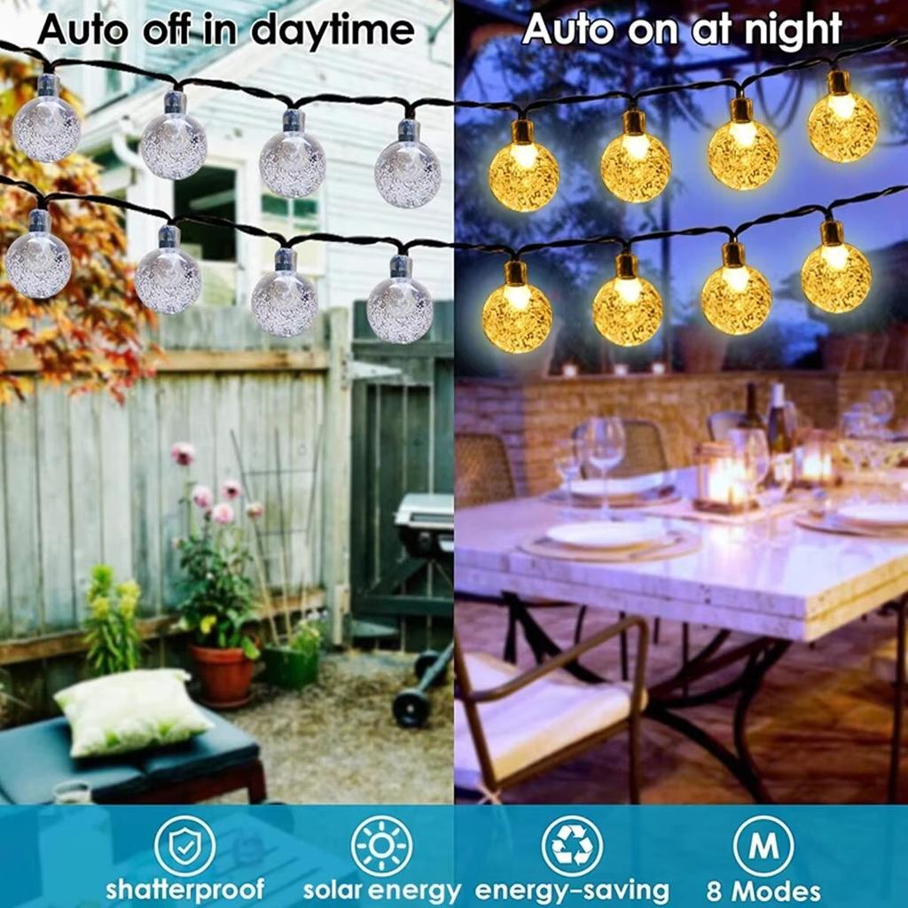 8 Modes Solar Light Crystal Ball 5M/7MLED String Lights Fairy Lights Garlands For Christmas Party Outdoor Decoration