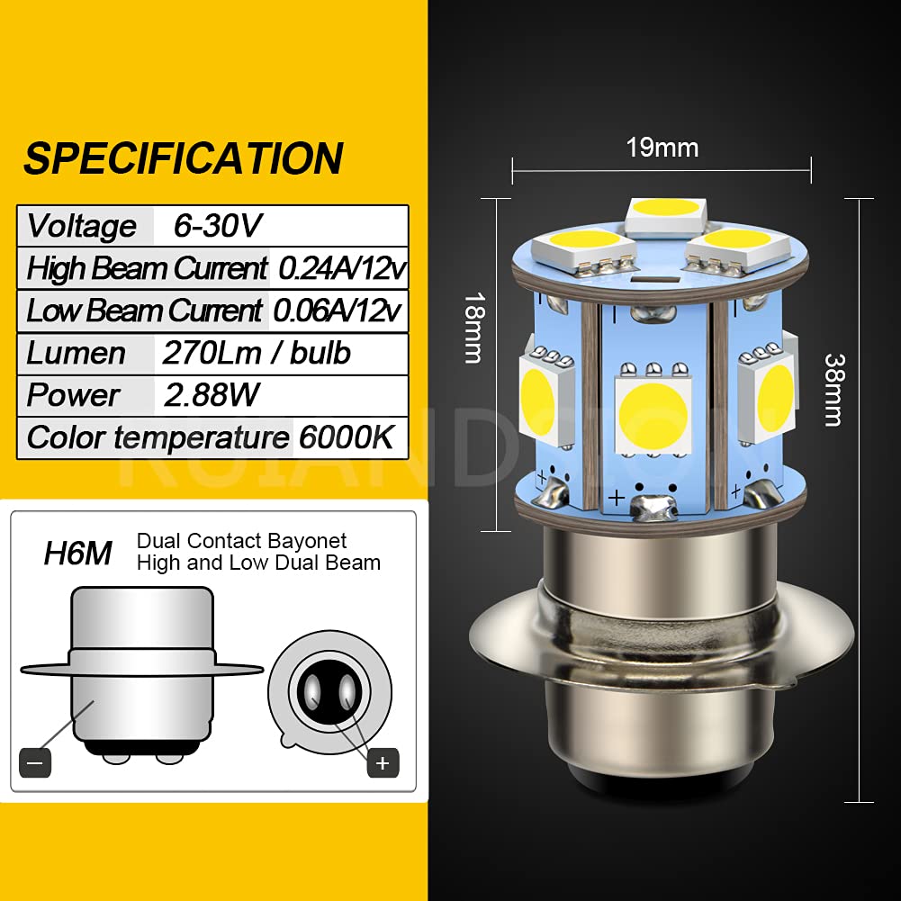 Ruiandsion H6M P15D LED Bulb DC DC 6-30V 5050 9SMD