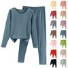 Ladies' Casual And Comfortable Long Sleeved Solid Color With Thick Velvet Sleepwear And Warm Pants Set