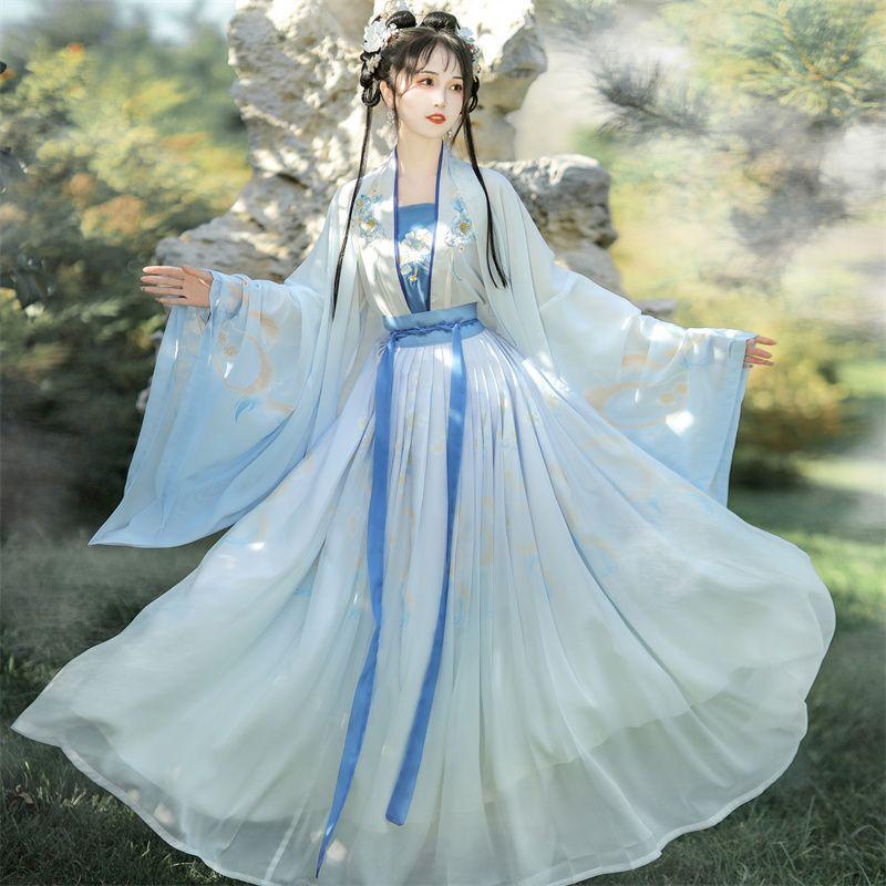 Chinese Song Dynasty Style Hanfu Women's Wear Daily Pleated Skirt Set