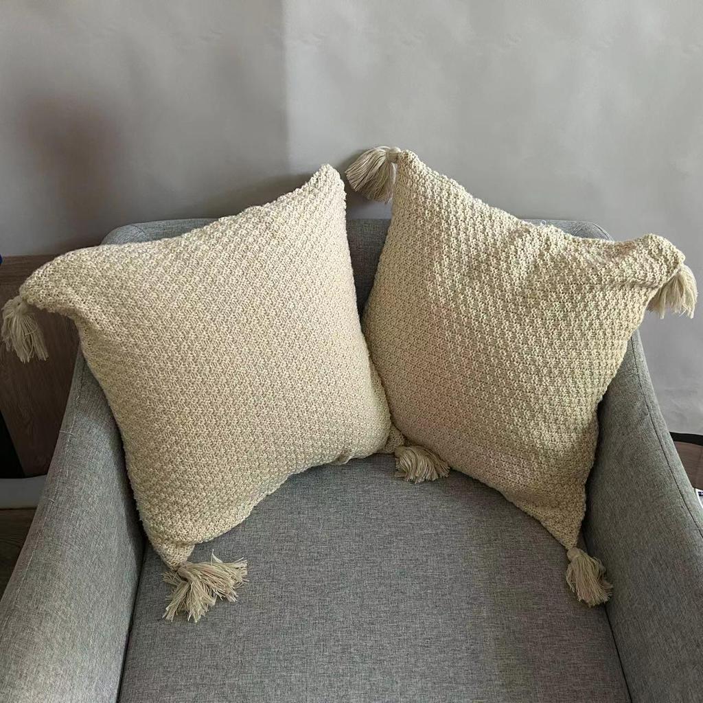 Nordic Knitted Tassel Wool Throw Blanket for Sofa or Office Naps