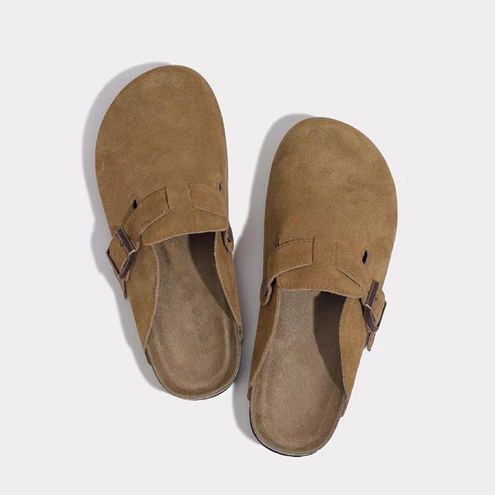 Роскошные женские замшевые мюли-тапочки, мужские клоги, сандалии с пробковой стелькой и поддержкой свода стопы, уличные пляжные шлепанцы, домашняя обувь