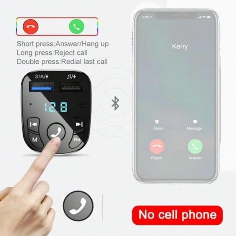 Car Bluetooth 5.0 FM Transmitter, Dual USB Fast Charger MP3 Player Wireless FM Receiver Car Kit Support USB Flash Drive