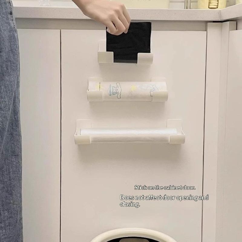 2Over-the-door storage rack——Sturdy garbage bag storage rack and cling film holder Non-perforated adjustable kitchen countertop-Multifunctional