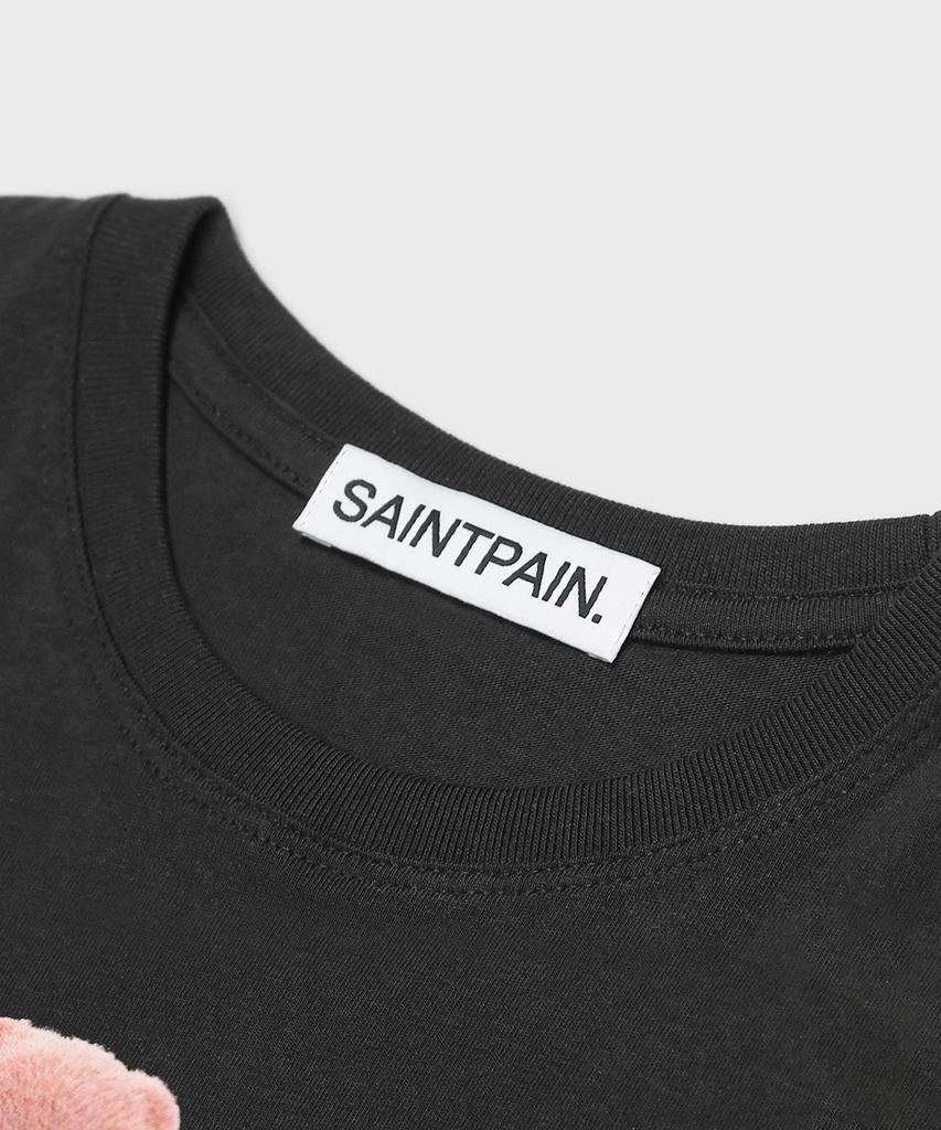 SAINTPAIN Sp Пушистая Короткая Футболка с Коротким Рукавом Черная