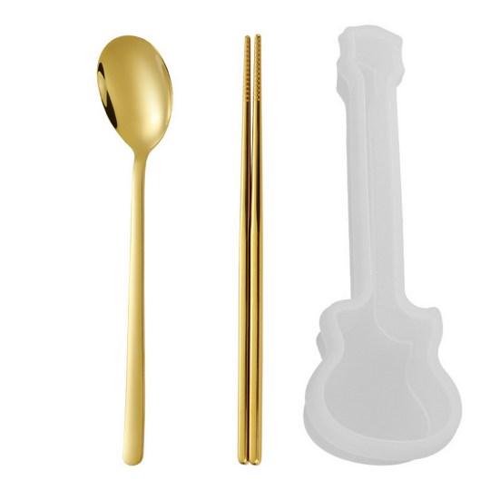 1 Set Spoon Chopsticks Food Grade Mirror Polish Smooth Edge Rust-proof Corrosion Resistant Dinning