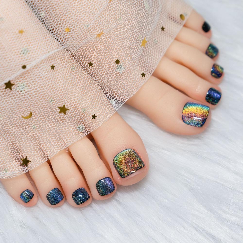 Короткие накладные ногти на ногах с квадратной головкой, модные накладные ногти для женщин