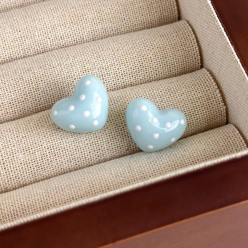 Colorful Heart Earrings Elegant Summer Cute Dangle Ear Accessory for Girls Daily School Shopping