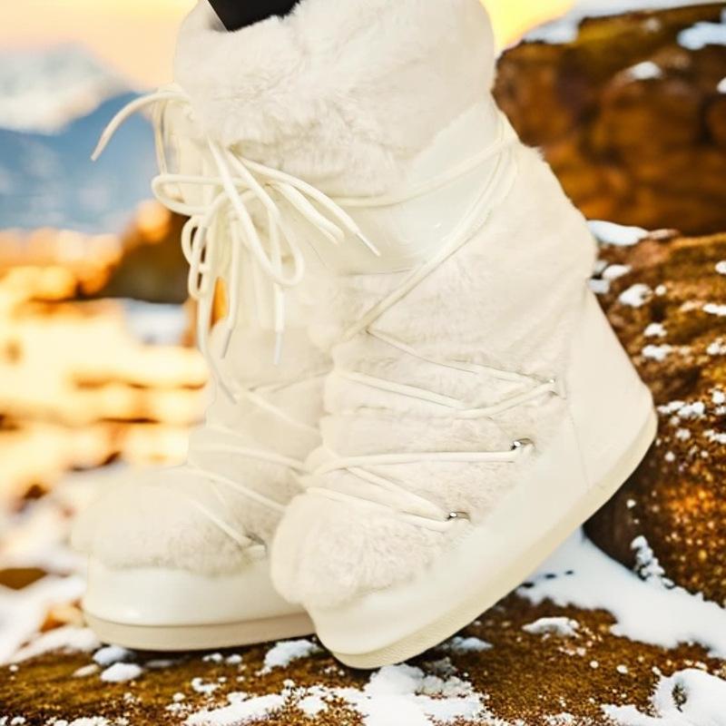 Модные зимние сапоги 2025 зима новые бархатные терморукава хлопковые сапоги нескользящие и износостойкие ремешки сапоги-буханки