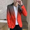 Блейзер Мужской Мужской Градиент Костюм Куртка Корейский Стиль Slim Fit Повседневная Мужская Мода Тенденция Платье Куртка