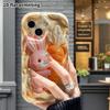 Чехол для телефона: 2D плоский дизайн, подходящий для защитного чехла iPhone 18 17 16 15 14 13 Pro, с кроликом, обнимающим морковку, идеален для Рождества и Хэллоуина