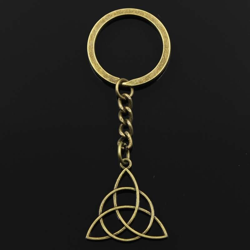 Модный брелок для ключей 30 мм, металлический брелок для ключей, ювелирные изделия, античная бронза, амулет с кельтским узлом, кулон 30x28 мм