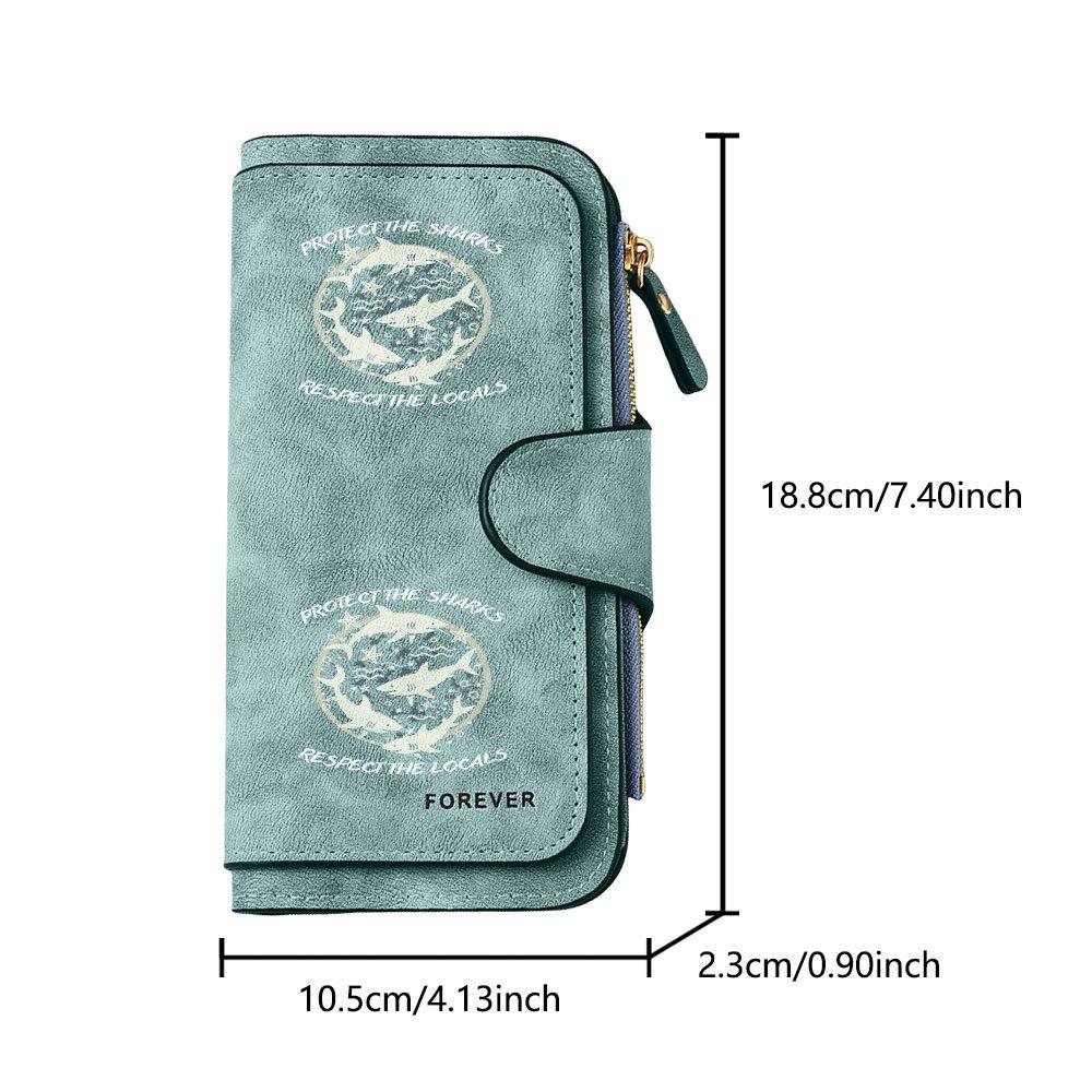 Shark pattern long zipper wallet, large-capacity card holder, unisex clutch bag, stylish zippered coin purse, suitable for daily use, a great gift