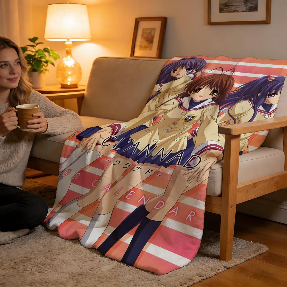Throw High-Density Short Plush Blanket For Sofa Nap Air-Conditioned Room Soft Skin-Friendly CLANNAD