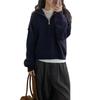 Autumn and Winter Half Zipper Stand Up Collar Knitted Sweater for Women Coat Top Women