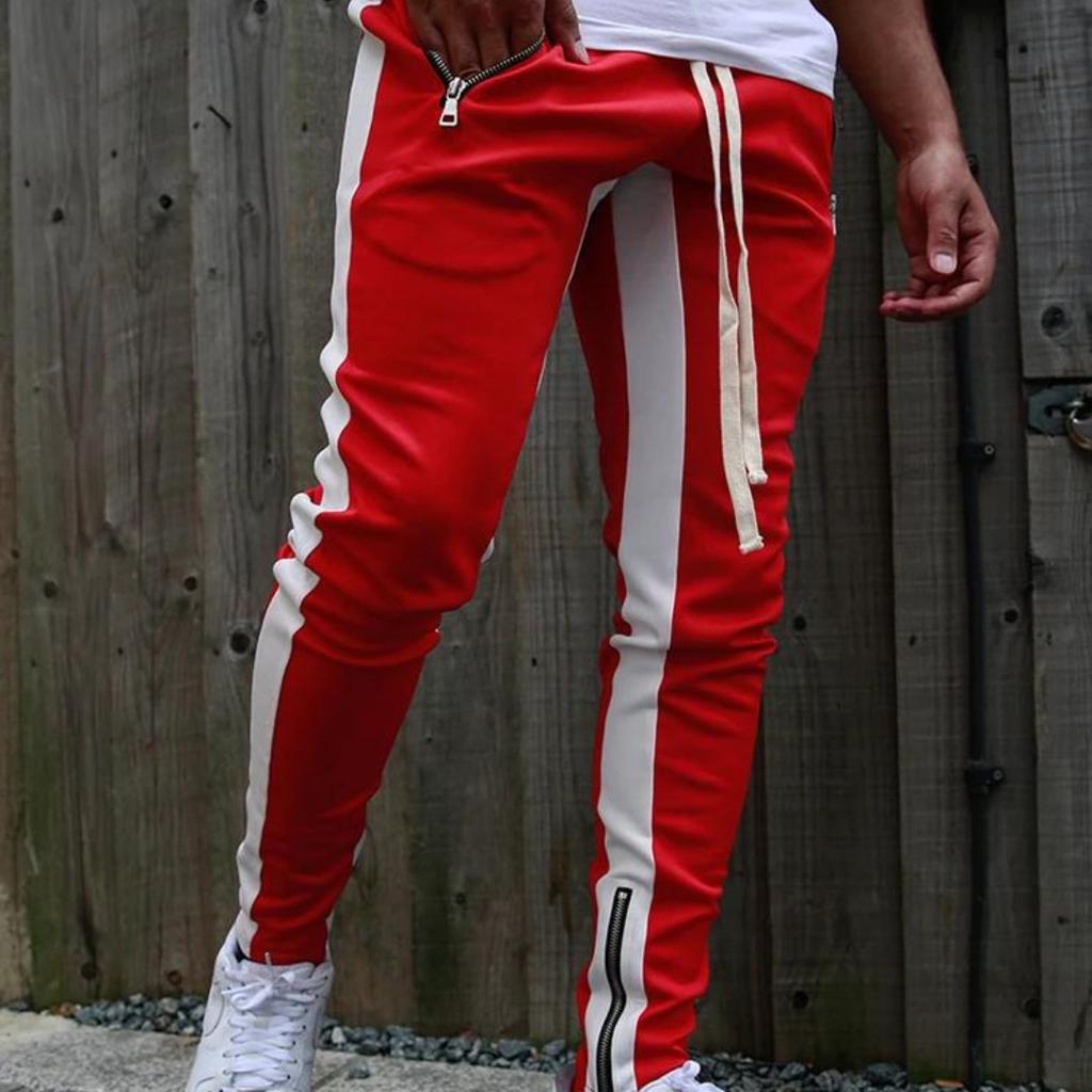 Новые брюки на шнурке, спортивные брюки на молнии с двойным карманом, модные мужские полосатые брюки