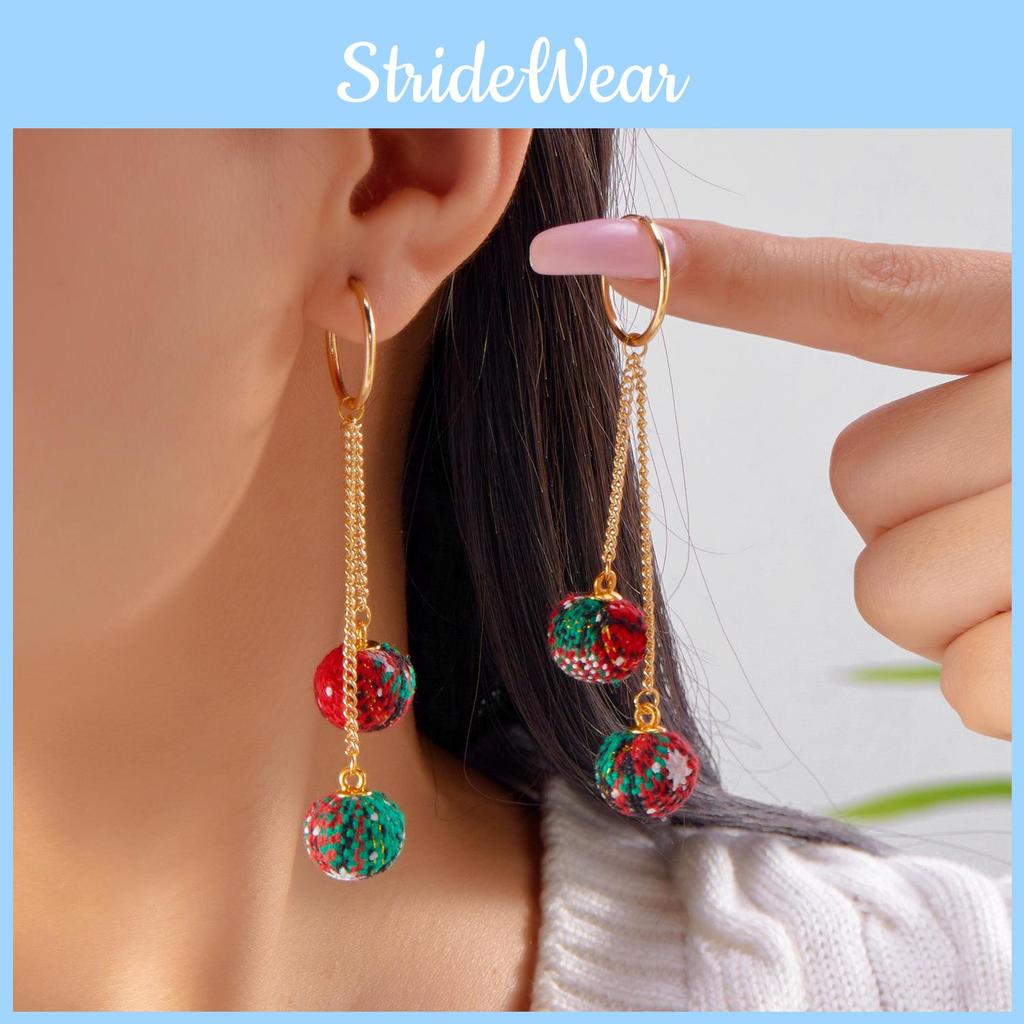 Christmas Theme Alloy Earrings With Suede Tassels Details For Seasonal Wear