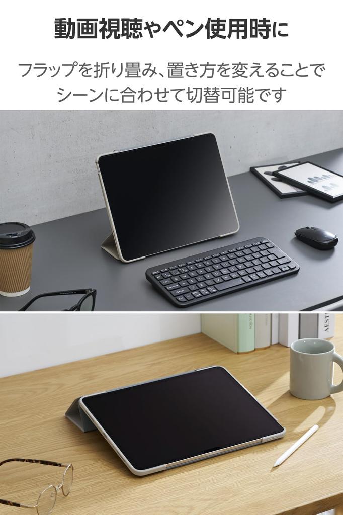 ELECOM iPad Air TPU Flap Case with Clear Back and Black Frame 13-inch (M3/M2) 2025/2024 Case, Thin, Lightweight, Impact-Resistant (TB-A25XWVFCGB)