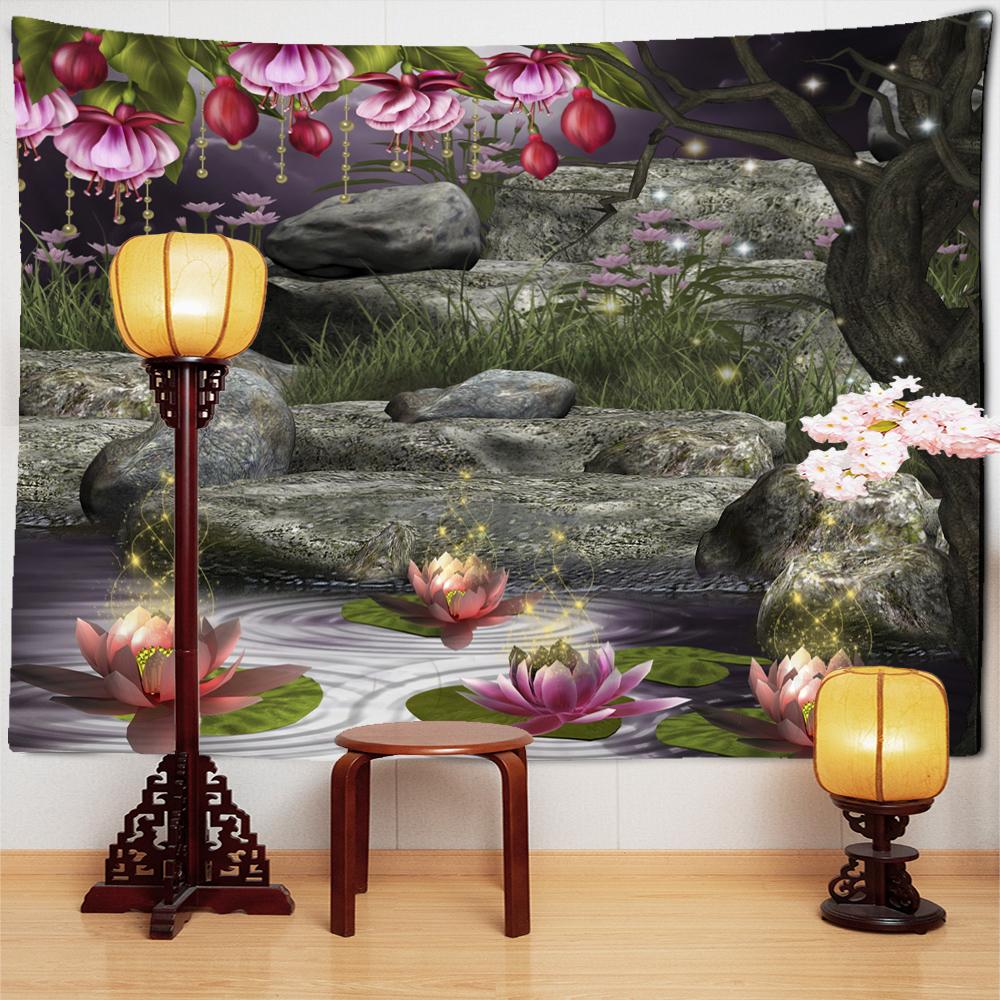 Зачарованный лес, грибной гобелен, настенный подвесной богемный тапиз, хиппи, художественный настенный фон, Декор, ткань