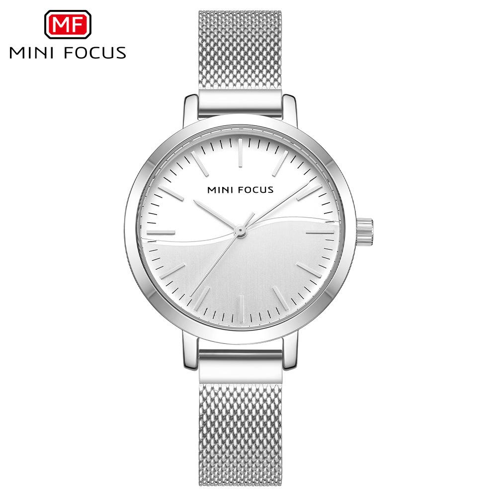 MINI FOCUS 0261 Luxury Women's Watch with Mesh Steel Band Charm Dress Ladies Watches Blue Simple Dial Waterproof Wristwatch