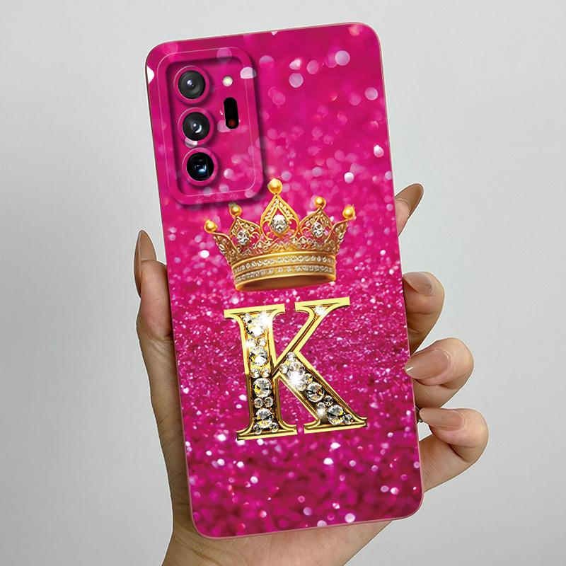 Чехол Для Samsung Galaxy Note 20 Ultra Роскошная Корона Буква Жидкий Силикон Задняя Крышка Мягкий Funda Для Samsung Note20 20Ultra Coque