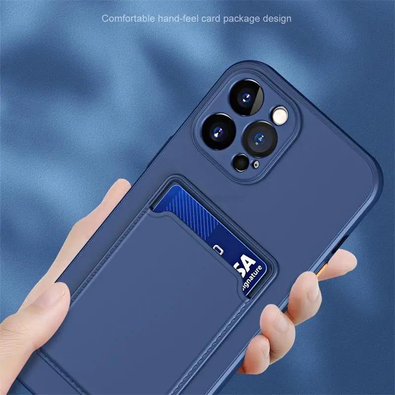 For iphone 13 13Pro Pro Max ProMax 12 11 X XS XSMax XR 12Pro 11Pro 13ProMax Card Holder Wallet Coque Shockproof Silicone Cover