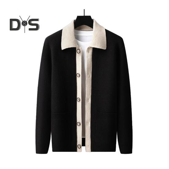 Мужской свитер, пальто, толстый, цветной, застежка на пуговицы, отложной воротник, трикотажный, свободный, сохраняющий тепло, куртка, осень-зима, кардиган, верхняя одежда