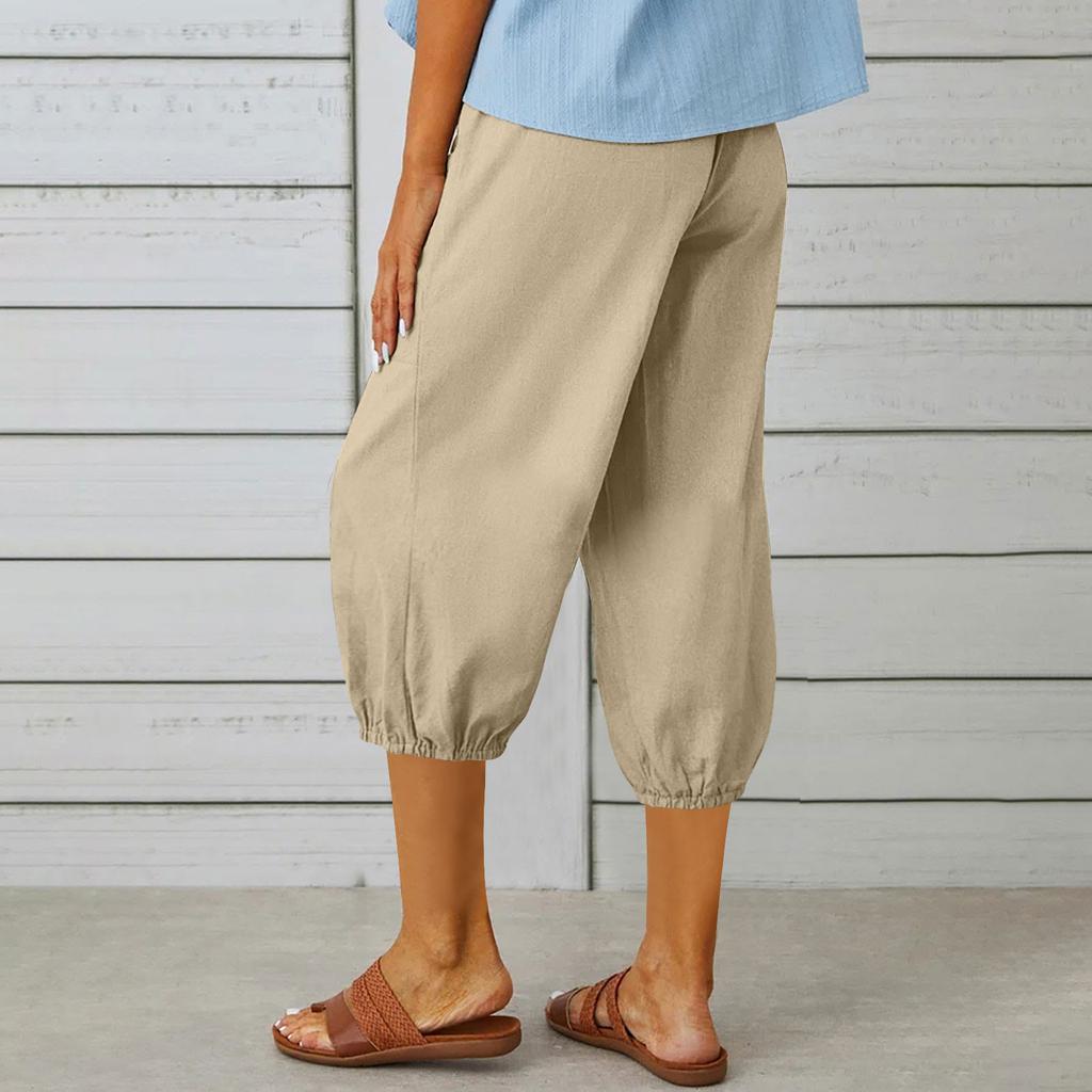 YYFS Women's Fashion Casual Solid Color Print High Waist Trousers Pants & Capris