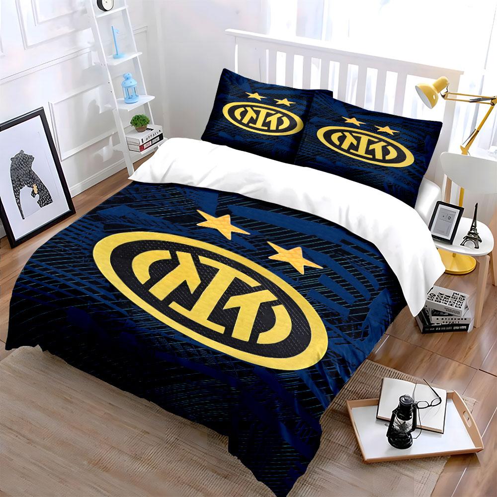 Yellow stars and Inter logo. Bedding sets Duvet cover sets Duvet covers Pillowcases(1 * Duvet Cover 2 * Pillowcases without duvet insert)