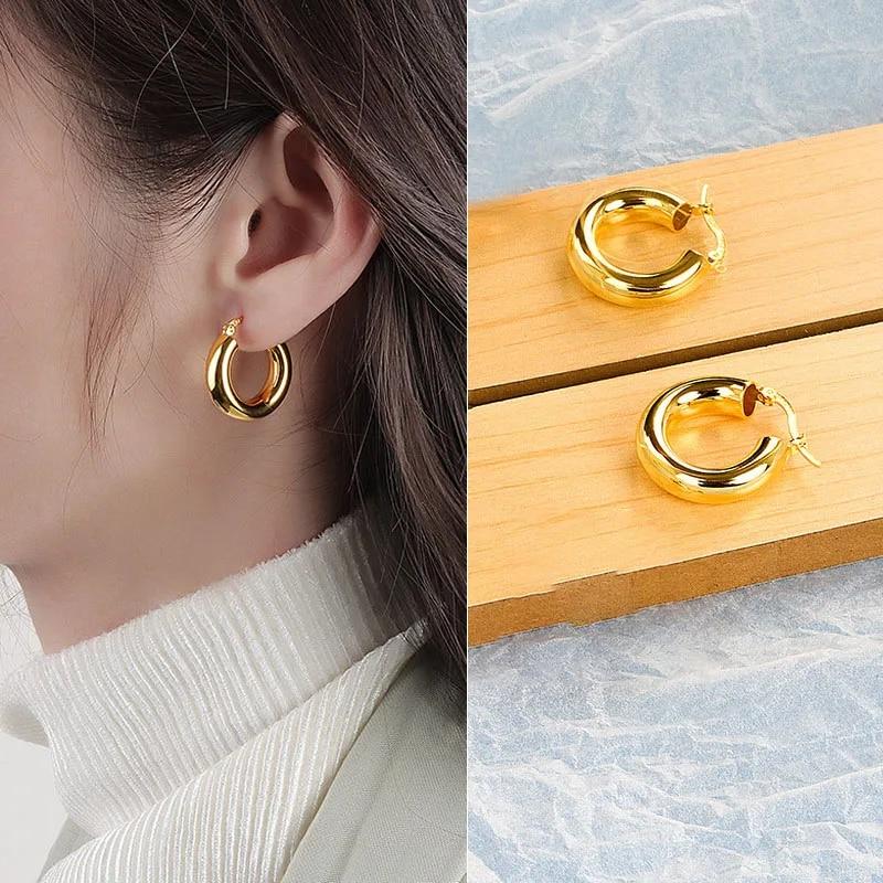 Винтажные холодные цвета, толстые металлические серьги-кольца с преувеличением, нерегулярные волны, лаконичные геометрические серьги-кольца для женщин и девочек