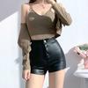 Sexy Black PU High Wtreet Summer Women Shorts Faux Leather Goth High Waisted Slim Za Woman Y2K Skinny Short Pants