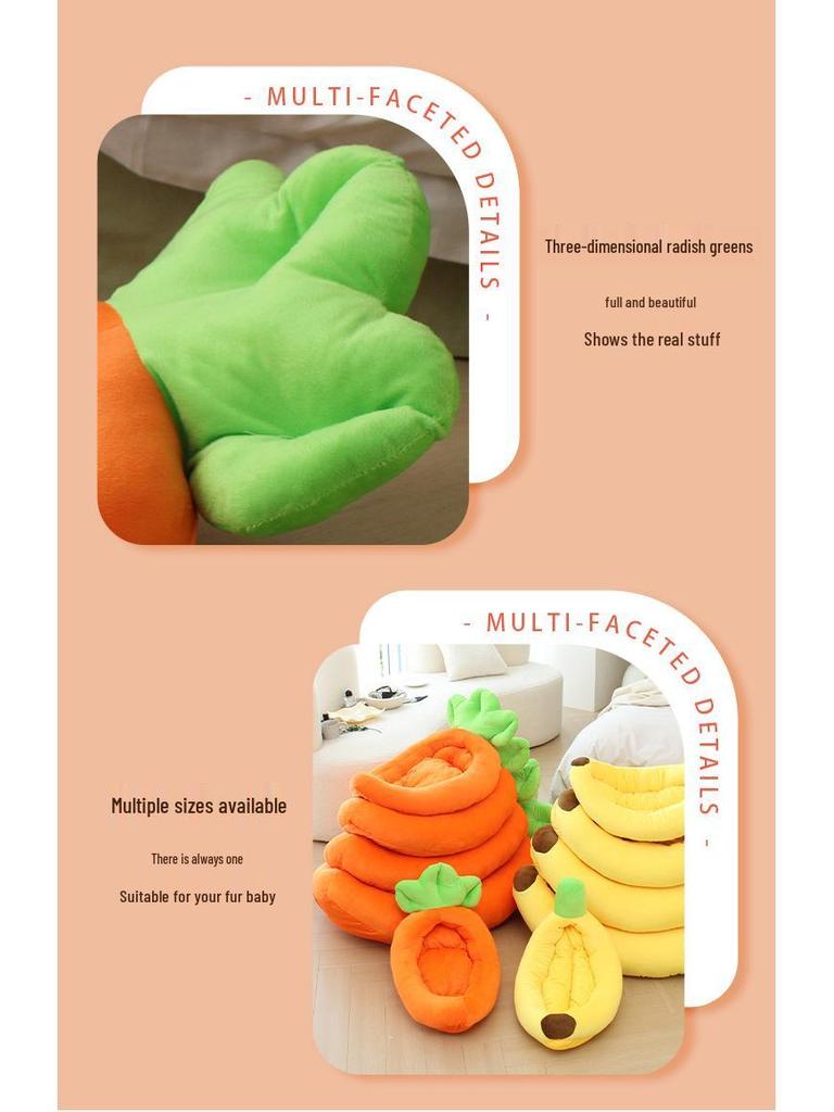 Cartoon Banana Pet Bed for Cats and Small Dogs - Teddy, Bichon, Pomeranian - Four Seasons Mat