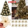 10PCS Christmas Tree Ornaments Flowers Artificial for Home DIY Christmas Tree Pendant Wedding Xmas Party New Year Decorations