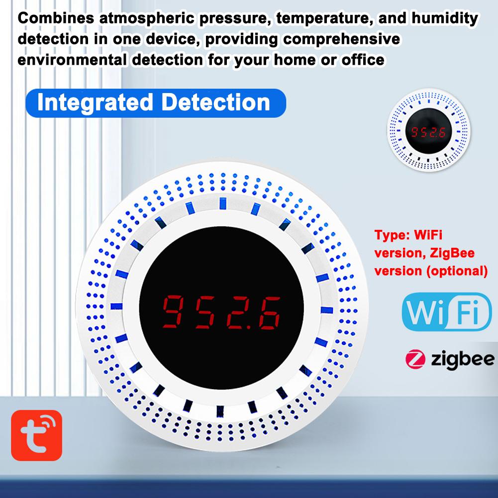 Интеллектуальный датчик атмосферного давления Tuya ZigBee с функцией определения температуры и влажности