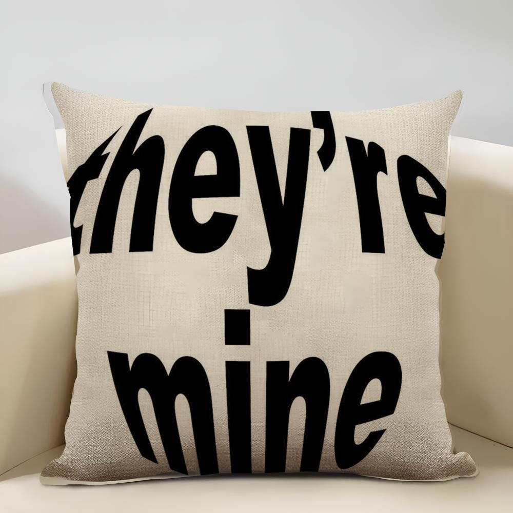 Fisheye In English Cushion Cover Household Decoration Linen Sofa Cushion Cover: Skin-Friendly & Breathable with Invisible Zipper